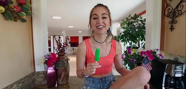  Naughty teen deviant compares a lollipop to a big dick